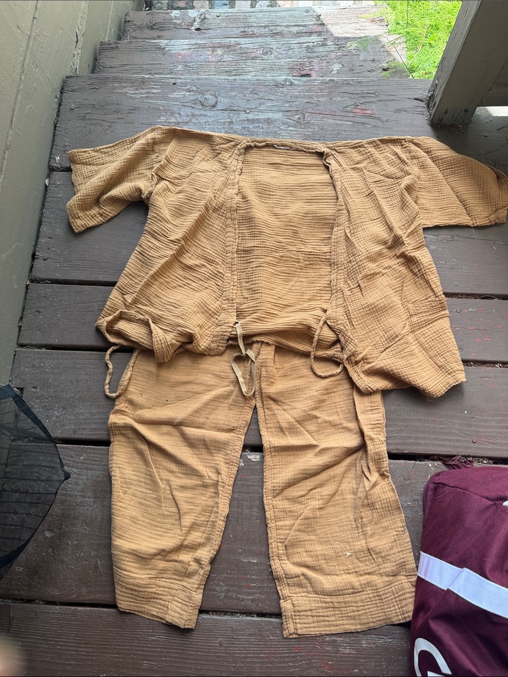 Casual Women's Tan Cotton Gauze Jumpsuit